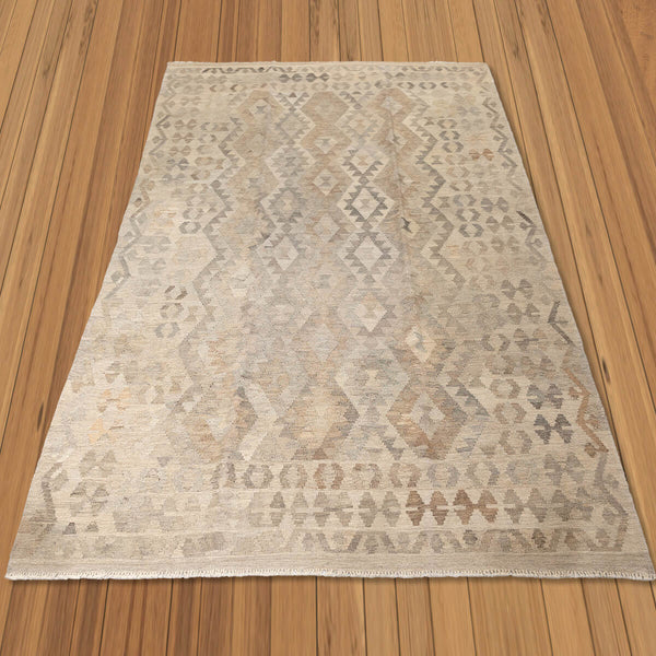 שטיח קילים פרסי רטרו ענתיק וואש אפור-בז' 255*183 KILIM