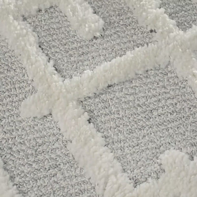 שטיח אטלס 20 אפור/קרם עם פרנזים | השטיח האדום