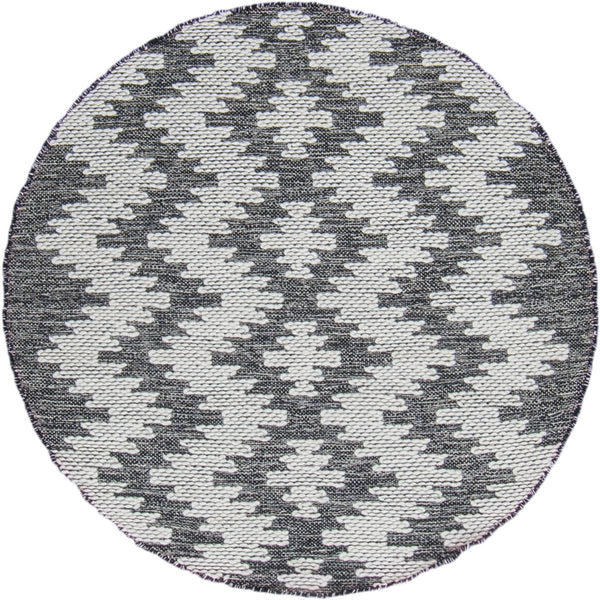 שטיח קילים סקנדינבי 11 אפור כהה/לבן עגול KILIM