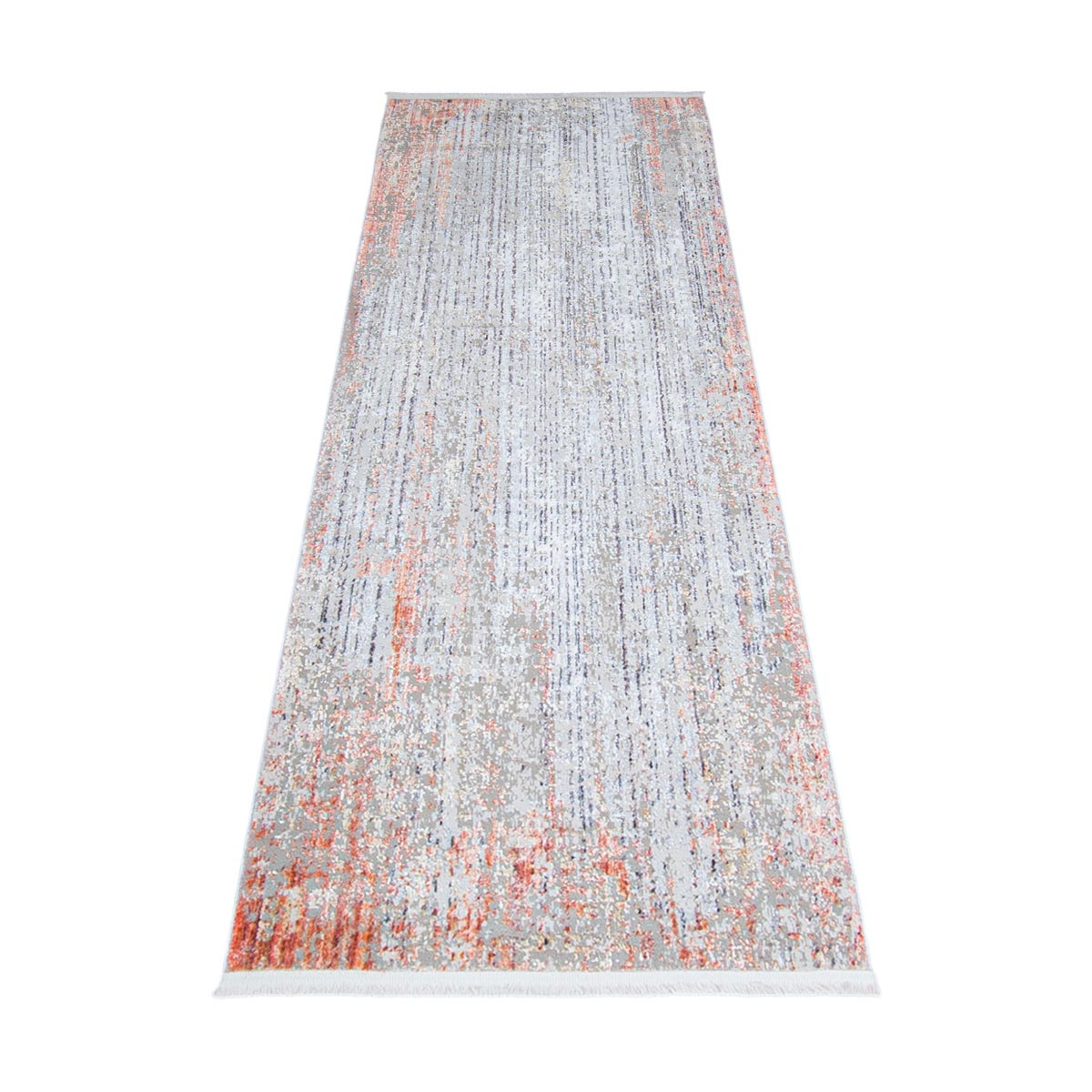 שטיח טוקיו 02 אפור/כתום ראנר עם פרנזים | השטיח האדום