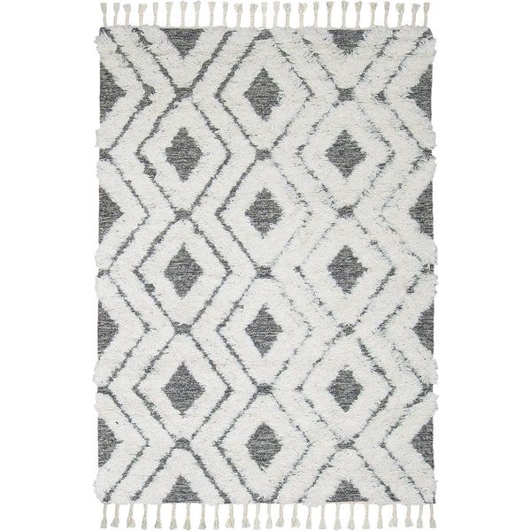 שטיח קילים סקנדינבי 07 אפור עם פרנזים KILIM