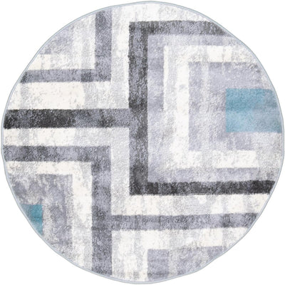 שטיח סלוניקי 13 אפור/אפור כהה/תכלת עגול | השטיח האדום