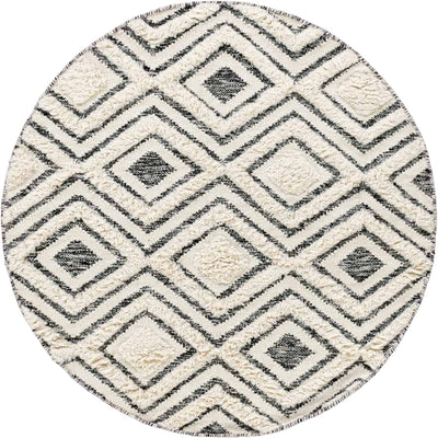 שטיח קילים סקנדינבי 30 שחור/לבן עגול | השטיח האדום