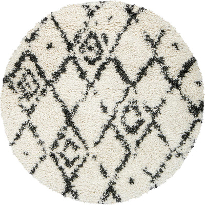 שטיח קזבלנקה 09 לבן/שחור עגול | השטיח האדום