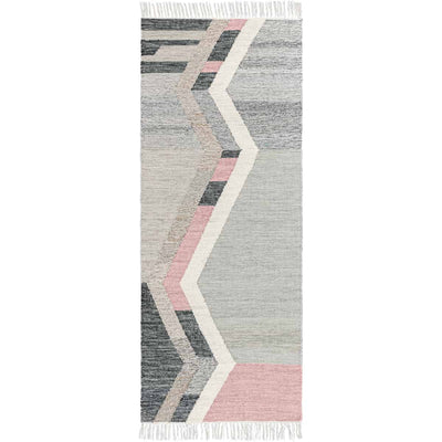  שטיח קילים סקנדינבי 18 כחול/ורוד/אפור ראנר עם פרנזים | השטיח האדום 