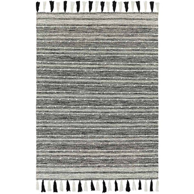 שטיח גפן כותנה 11 שחור/לבן עם פרנזים | השטיח האדום