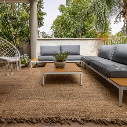 שטיח תמר אריגה גסה 01 בז' עם פרנזים TAMAR