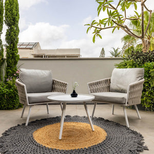 שטיח תמר מעצבים 13 אפור כהה/בז' עגול עם פרנזים TAMAR