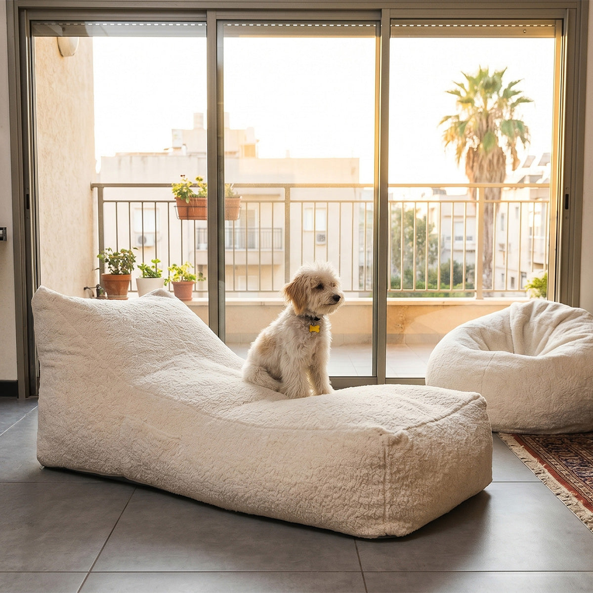 פוף פלאפי סאנפוף ארוך שמנת SUNPOUF