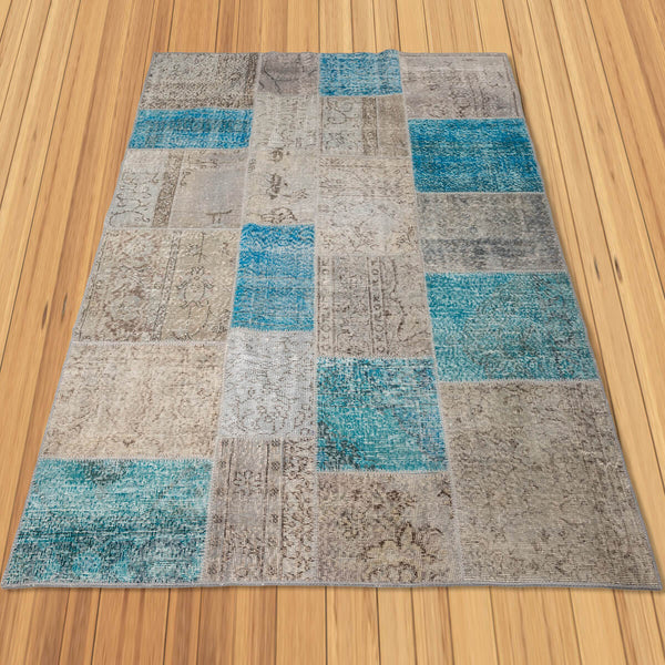 שטיח טלאים אפור/טורקיז 240*170 PATCHE