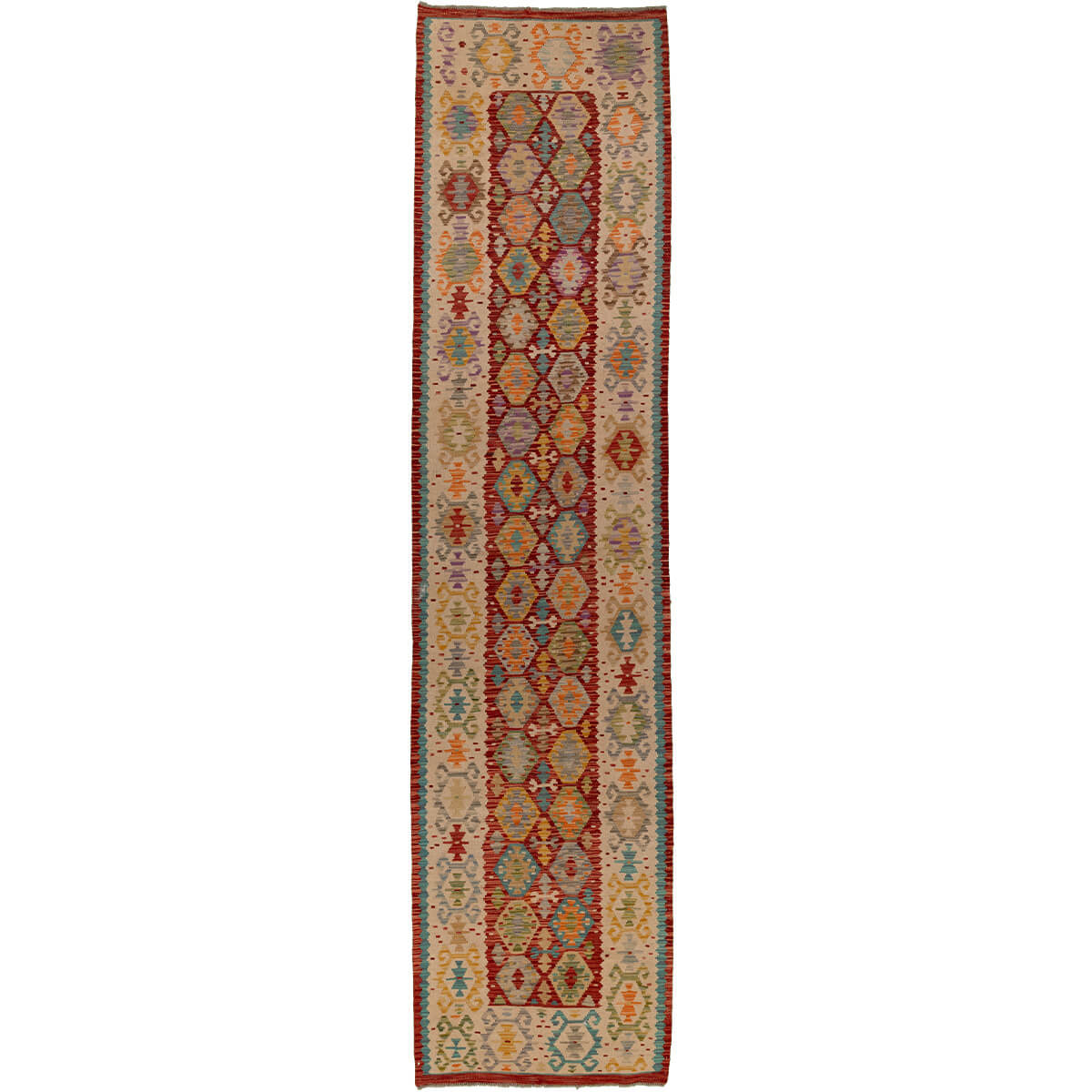 שטיח קילים פרסי רטרו צבעוני ראנר 390*93 KILIM