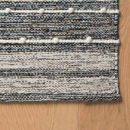 שטיח גפן כותנה 11 שחור/לבן ללא פרנזים GEFEN