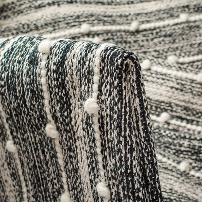 שטיח גפן כותנה 11 שחור/לבן ללא פרנזים GEFEN