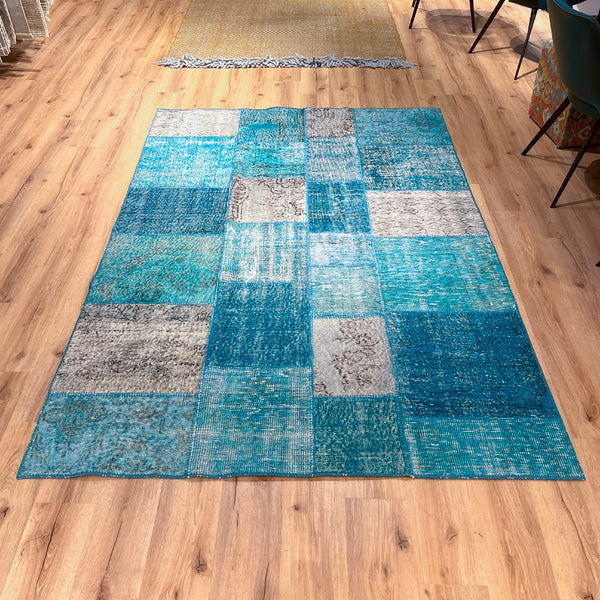 שטיח טלאים טורקיז/אפור 240*170 PATCHE