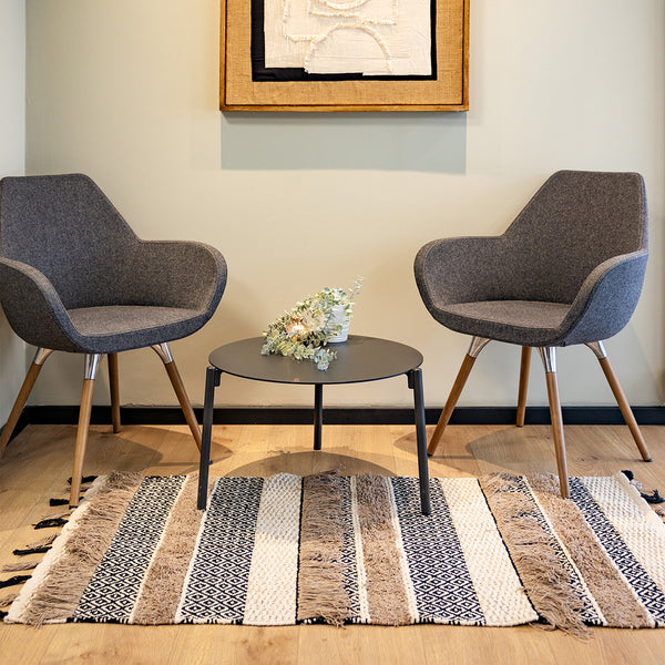 שטיח קילים נורדי 07 בז'/קרם/שחור עם פרנזים KILIM