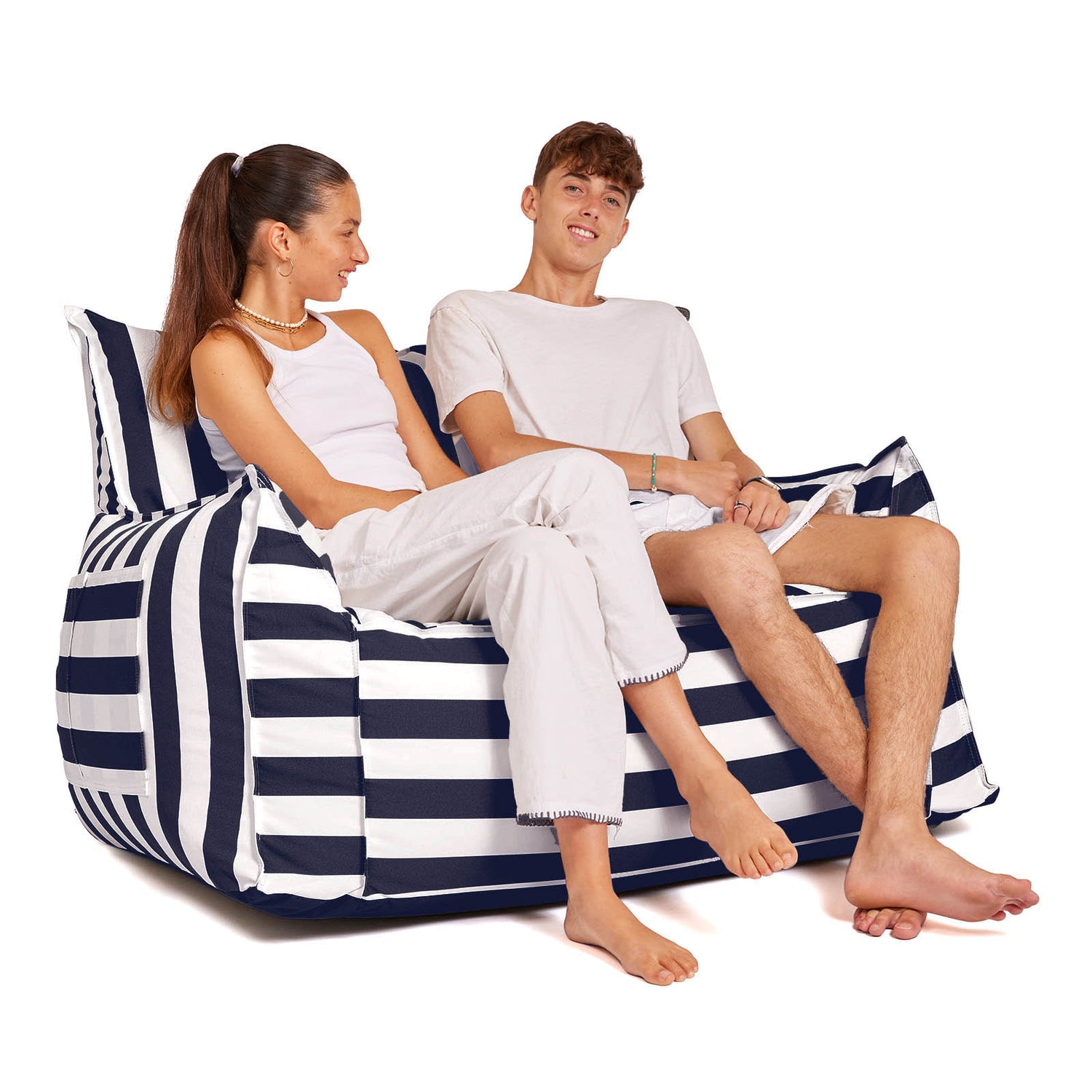 פוף ריביירה פופסה זוגית נייבי/לבן פסים POUFSA COUPLE