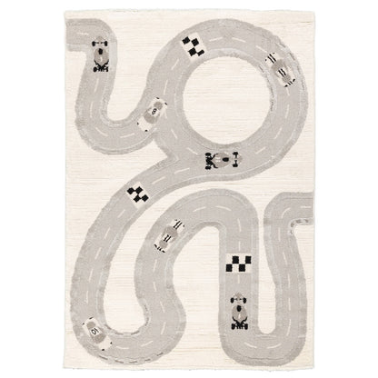 שטיח מירוץ מכוניות קרם\אפור RACING CARS