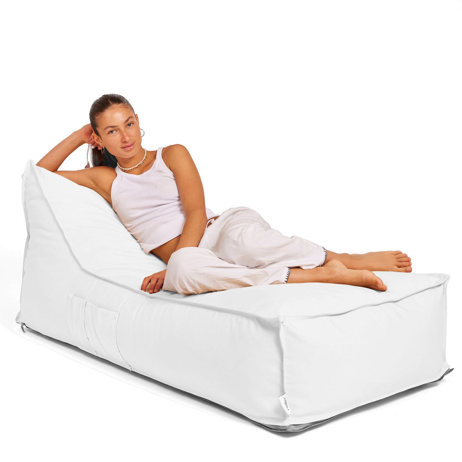 פוף ריביירה סאנפוף ארוך לבן SUNPOUF