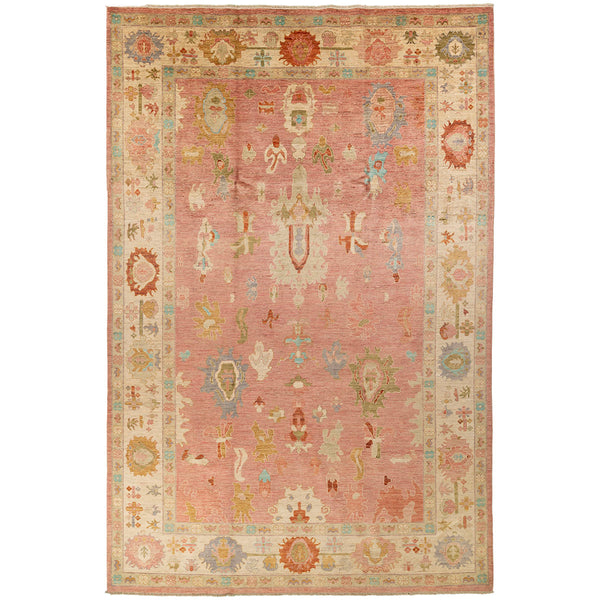 שטיח אושק antique wash ורוד/צבעוני 359*237 USHAK