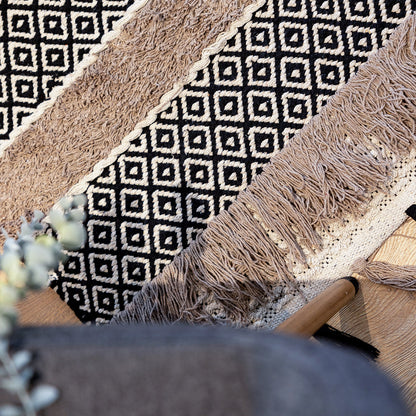 שטיח קילים נורדי 07 בז'/קרם/שחור עם פרנזים KILIM