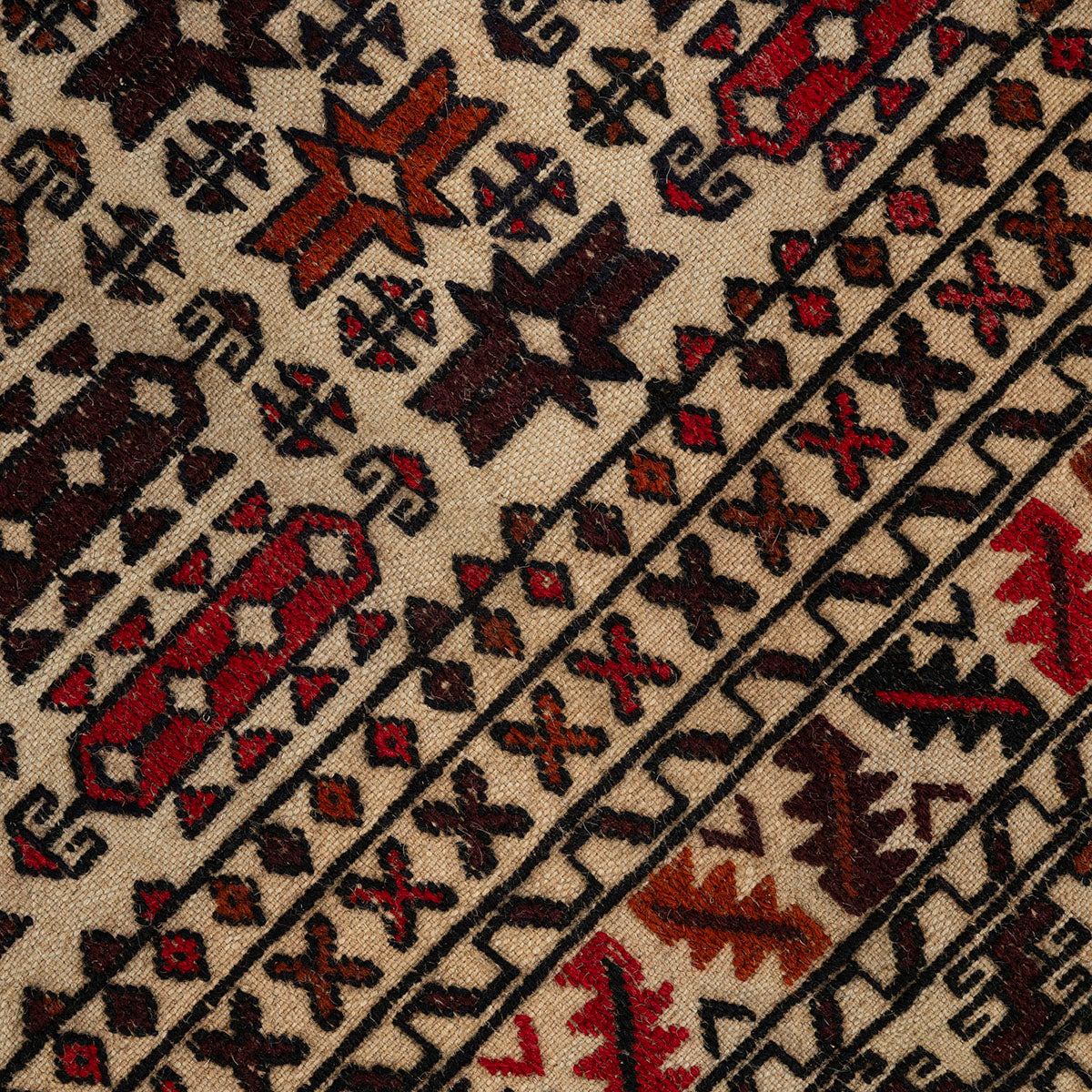 שטיח אוזבקי אדום/שחור/לבן 193*133 UZBEK