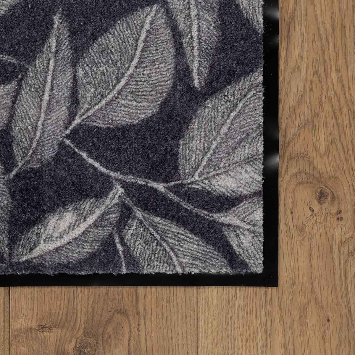 שטיח כניסה ליווס שחור/אפור LEAVES