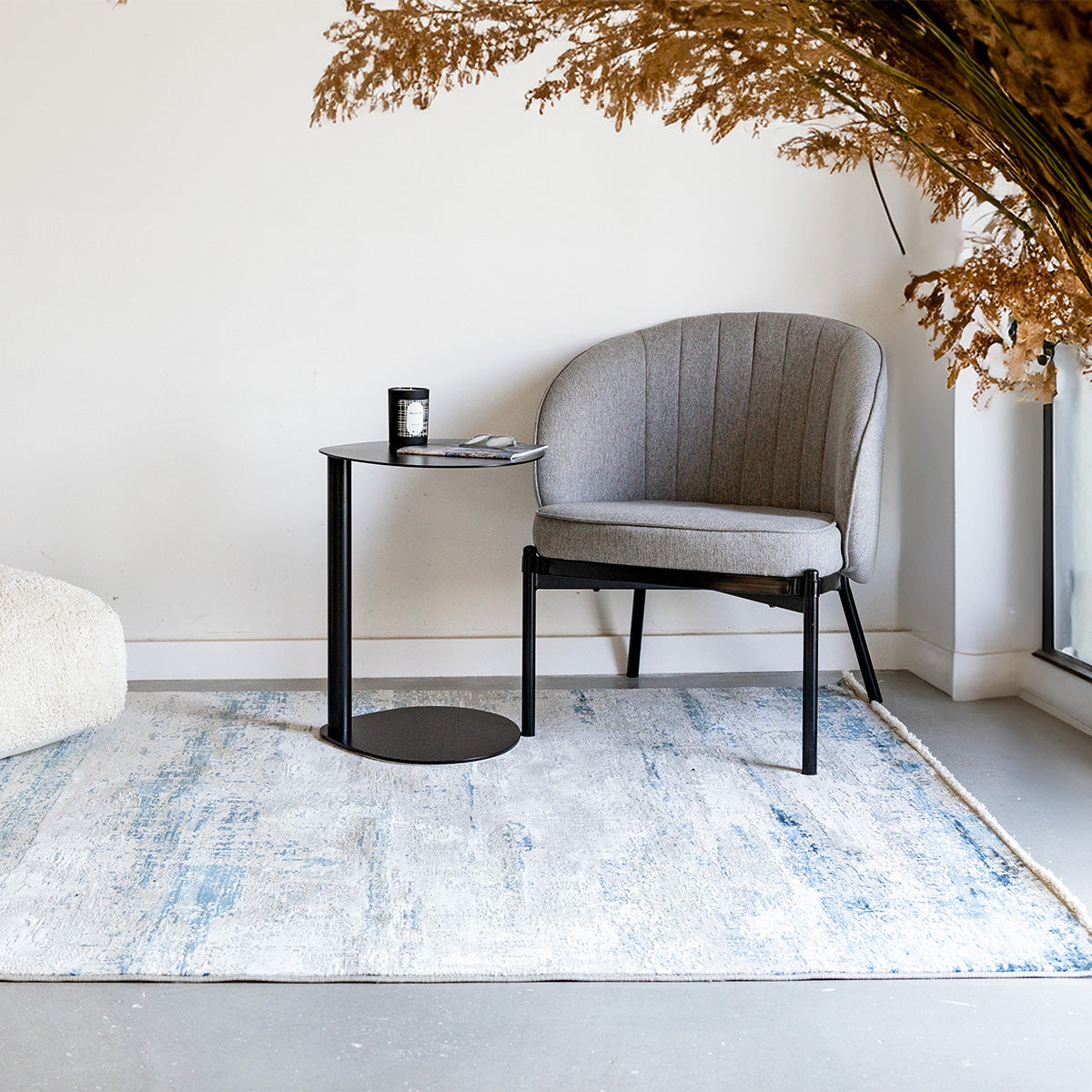 שטיח ג'איפור 04 אפור/כחול עם פרנזים JAIPUR