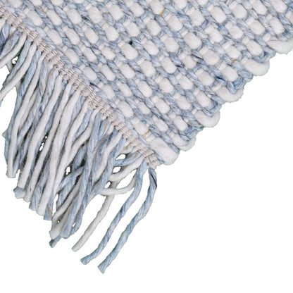 שטיח גפן חלות עבות 04 לבן/כחול עם פרנזים | השטיח האדום