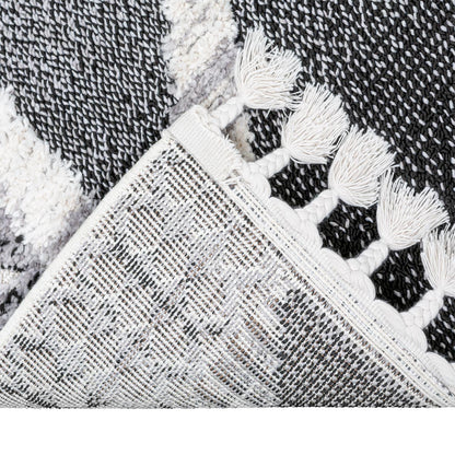 שטיח אטלס 17 אפור כהה/קרם ראנר עם פרנזים | השטיח האדום