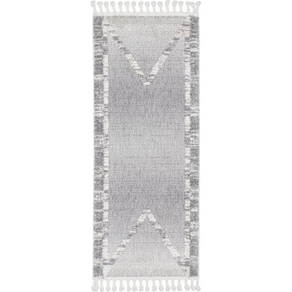 שטיח אטלס 17 אפור/קרם ראנר עם פרנזים | השטיח האדום