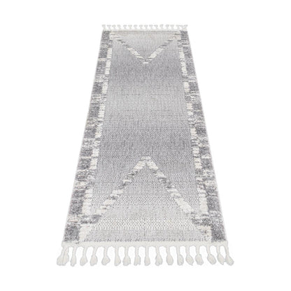 שטיח אטלס 17 אפור/קרם ראנר עם פרנזים | השטיח האדום