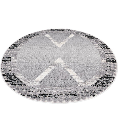 שטיח אטלס 17 אפור כהה/קרם עגול | השטיח האדום