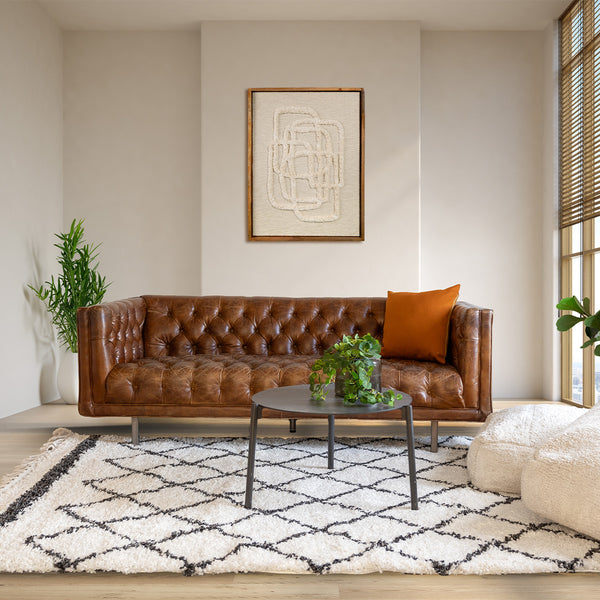 שטיח קזבלנקה 07 לבן/שחור עם פרנזים CASABLANCA