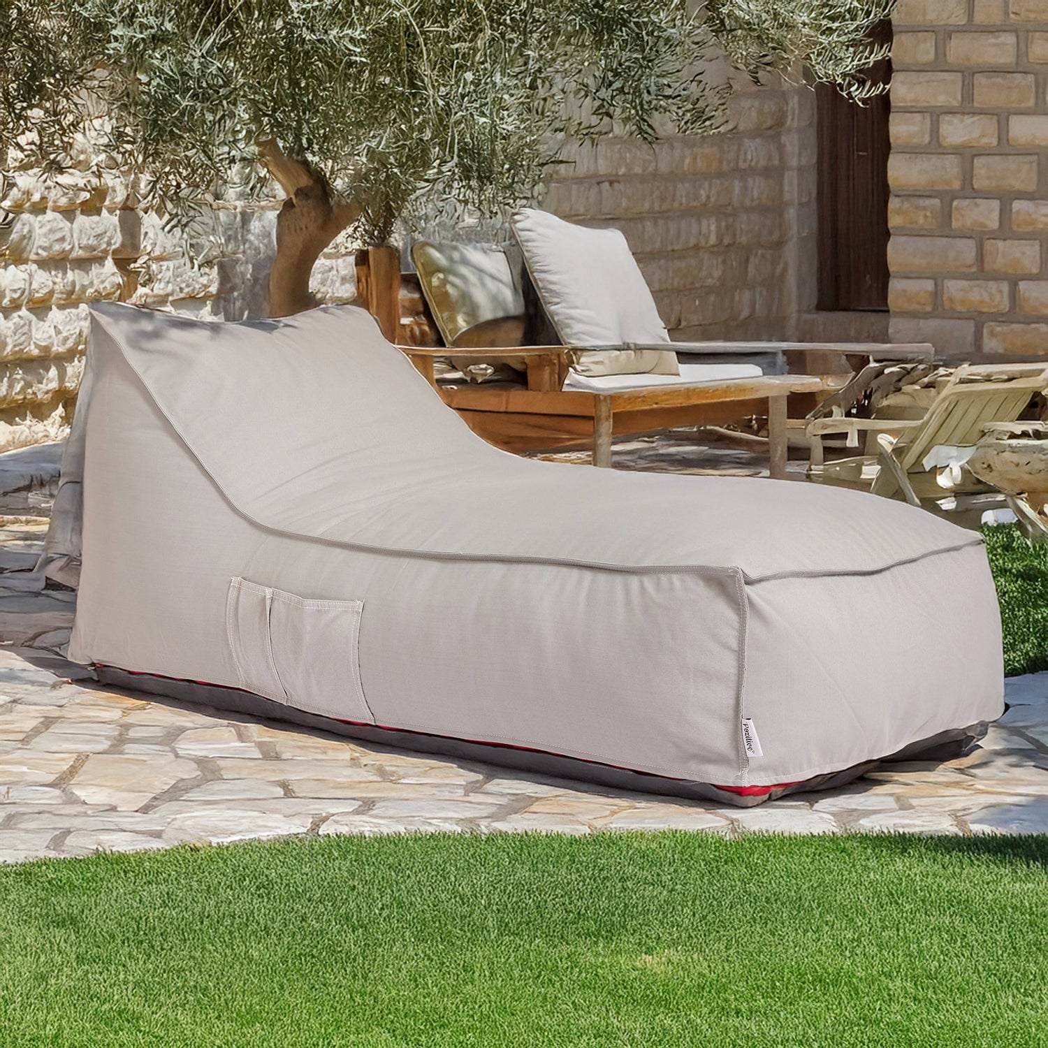 פוף ריביירה סאנפוף ארוך אפור בהיר SUNPOUF