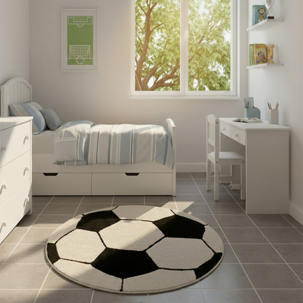 שטיח פוטבול קרם עגול FOOTBALL