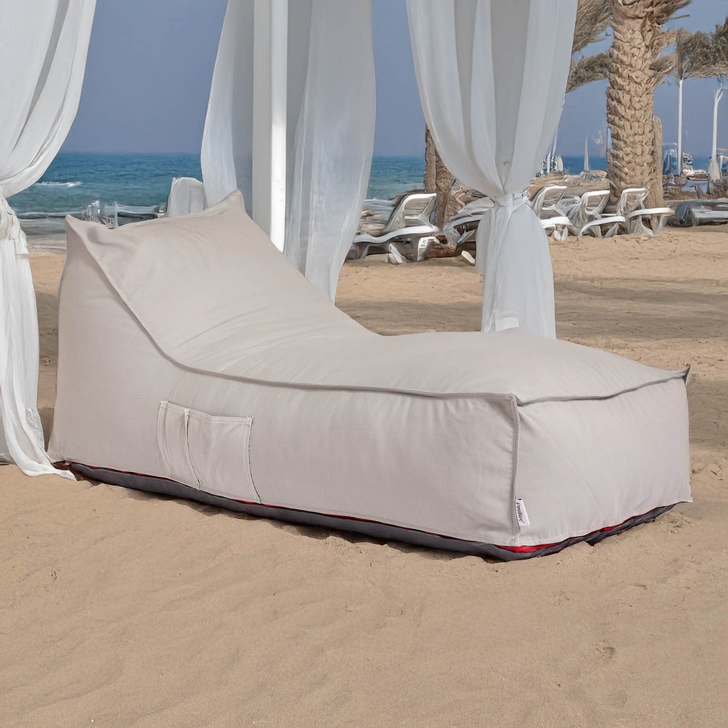 פוף ריביירה סאנפוף ארוך אפור בהיר SUNPOUF
