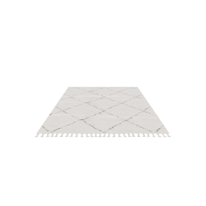 שטיח שאגי מרקש 02 קרם/שחור עם פרנזים SHAGI