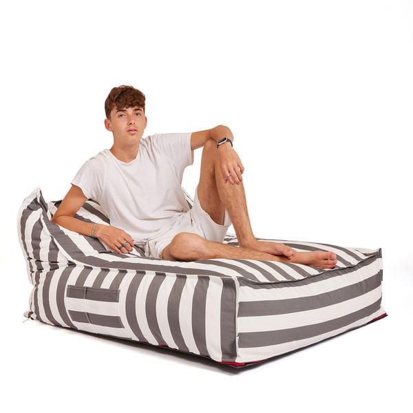 פוף ריביירה סאנפוף זוגי אפור/לבן פסים SUNPOUF COUPLE