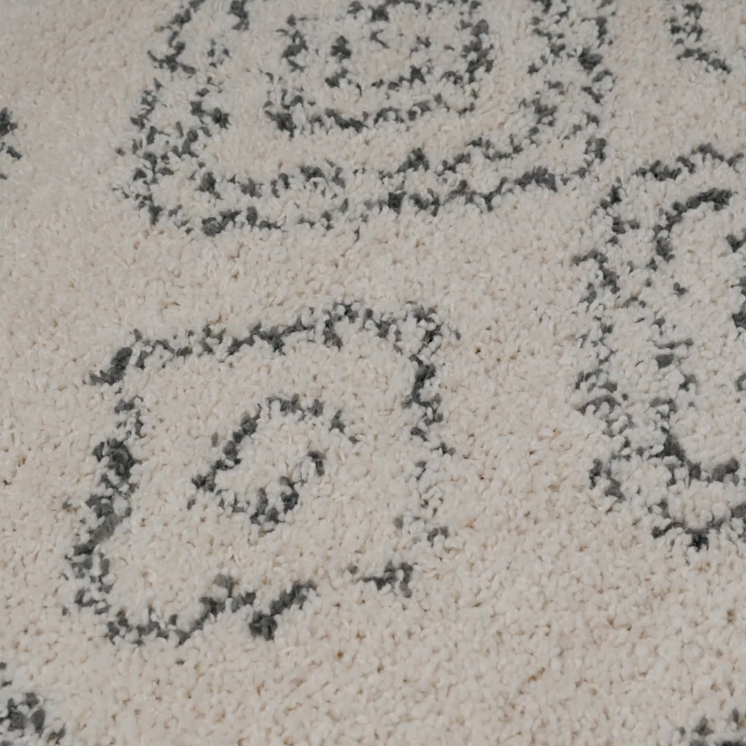 שטיח שאגי מרקש 08 קרם/שחור ראנר עם פרנזים | השטיח האדום