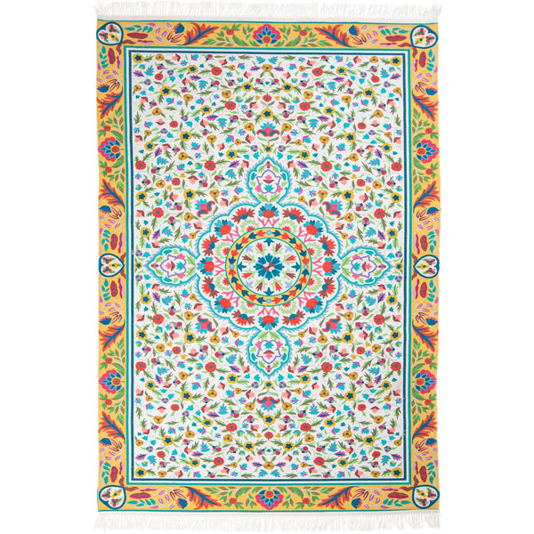 שטיח סמרקנד 01 צהוב עם פרנזים SAMARKAND