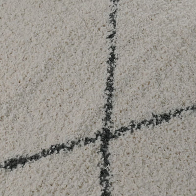 שטיח שאגי מרקש 05 קרם/שחור עם פרנזים | השטיח האדום