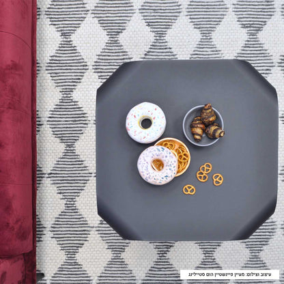 שטיח חבל מרוקאי 03 לבן/אפור כהה | השטיח האדום