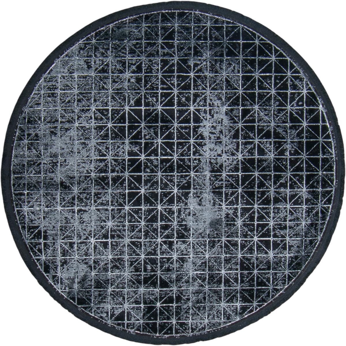 שטיח ג'איפור 12 שחור/אפור עגול עם פרנזים | השטיח האדום