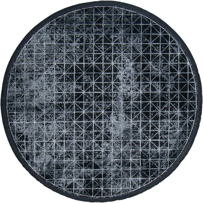 שטיח ג'איפור 12 שחור/אפור עגול עם פרנזים | השטיח האדום