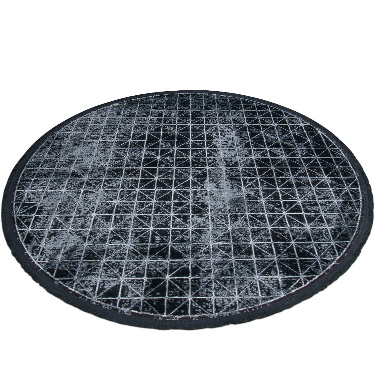 שטיח ג'איפור 12 שחור/אפור עגול עם פרנזים | השטיח האדום