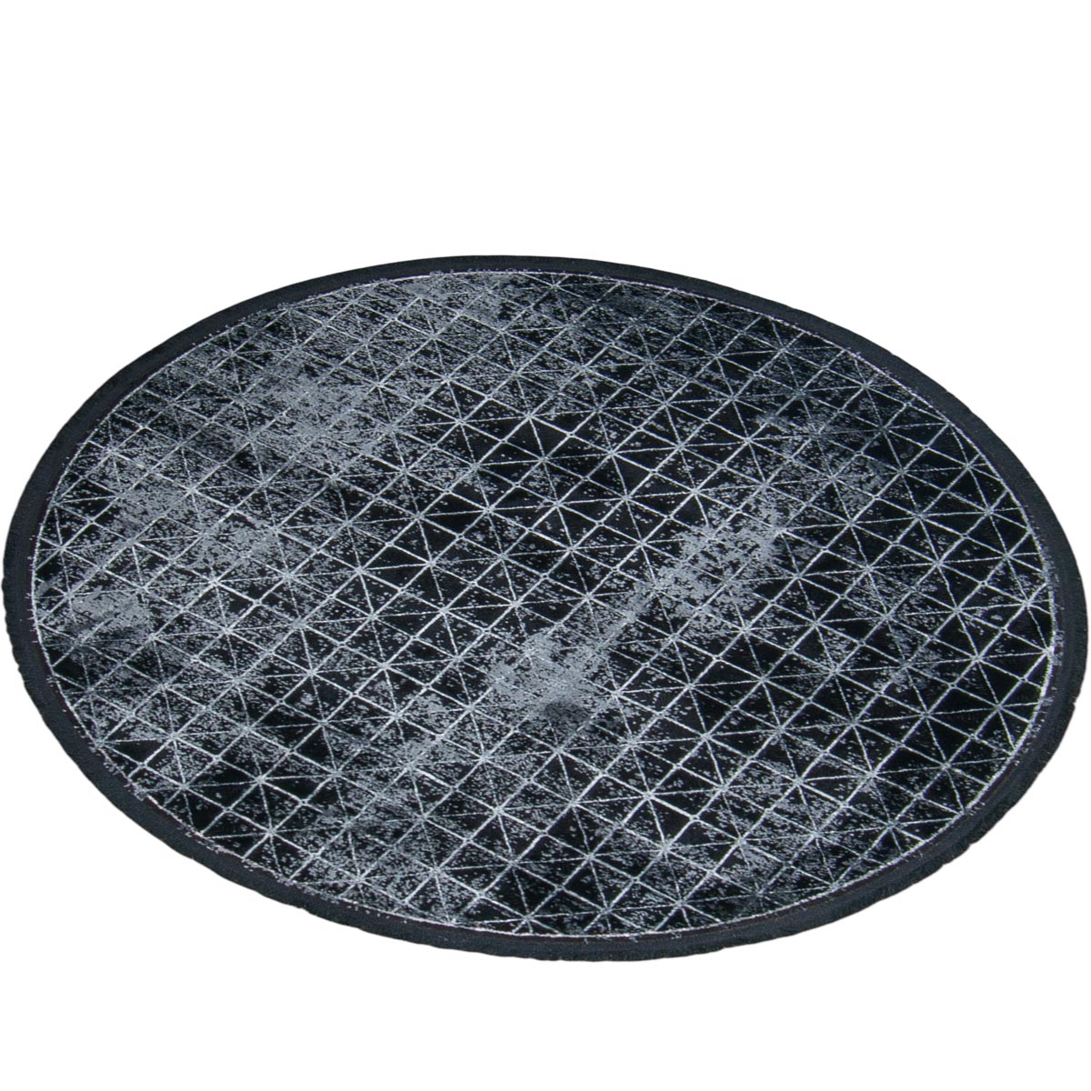 שטיח ג'איפור 12 שחור/אפור עגול עם פרנזים | השטיח האדום