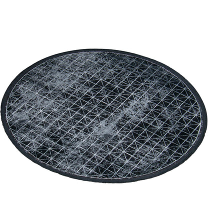 שטיח ג'איפור 12 שחור/אפור עגול עם פרנזים | השטיח האדום