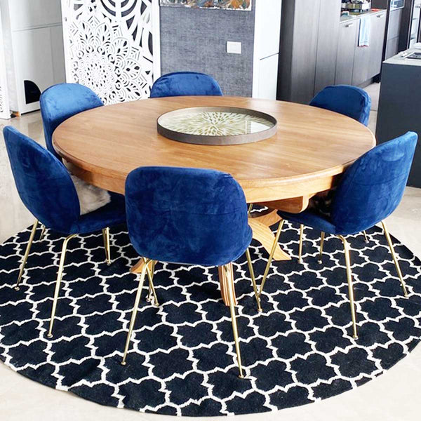 שטיח קילים הדס 07 שחור/לבן עגול KILIM