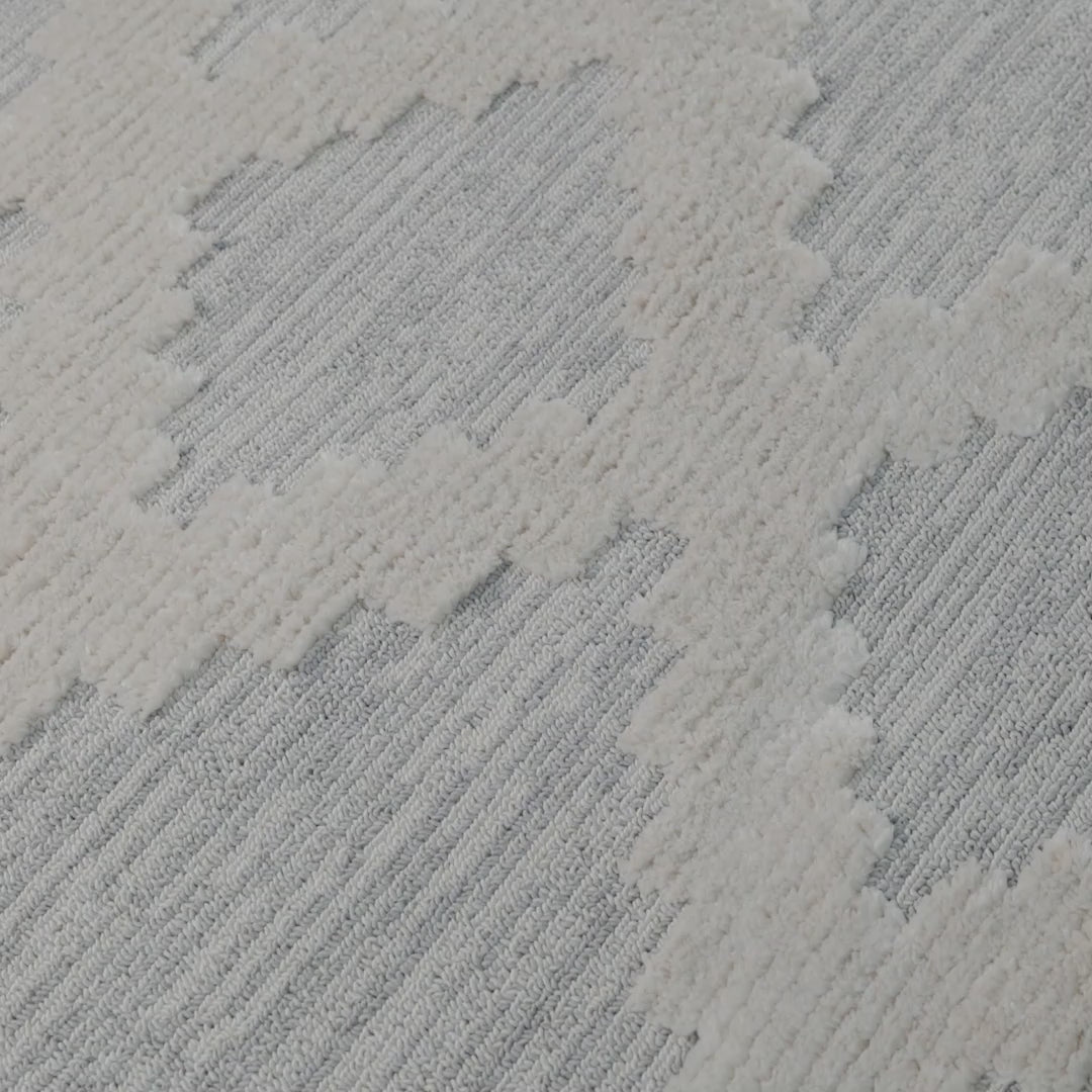 שטיח אטלס 06 אפור/קרם ראנר עם פרנזים | השטיח האדום