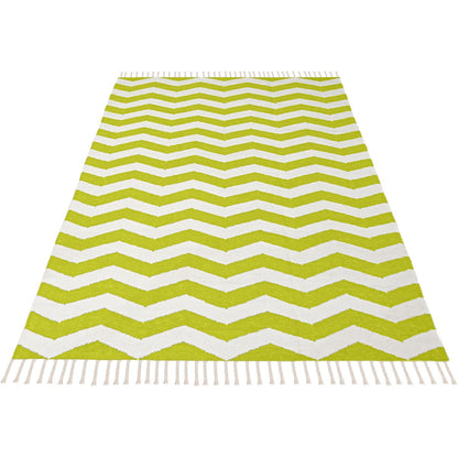 שטיח קילים הדס 01 ירוק/לבן עם פרנזים | השטיח האדום